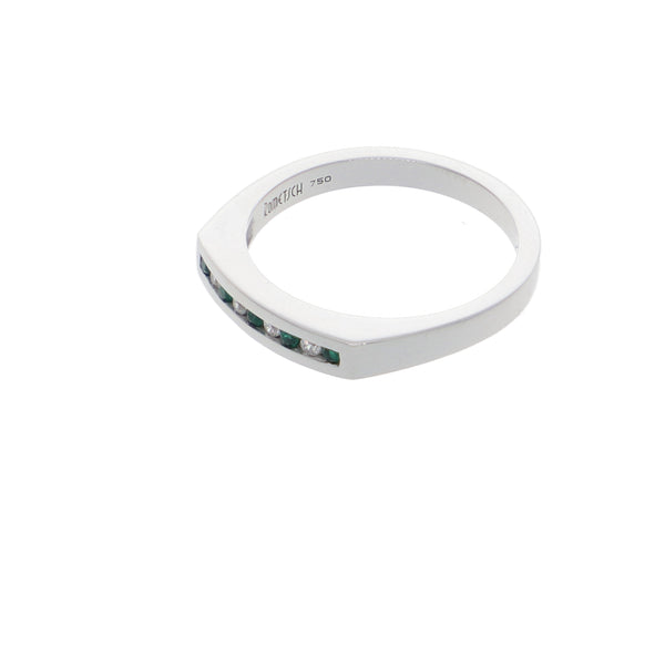 Anillo Oro Blanco y Circones Medio Cintillo AN-13688
