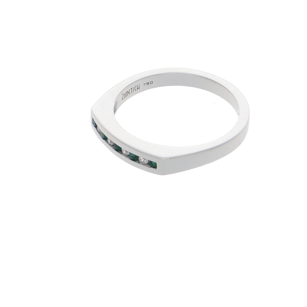 Anillo Oro Blanco y Circones Medio Cintillo AN-13688