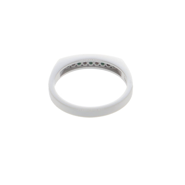 Anillo Oro Blanco y Circones Medio Cintillo AN-13688