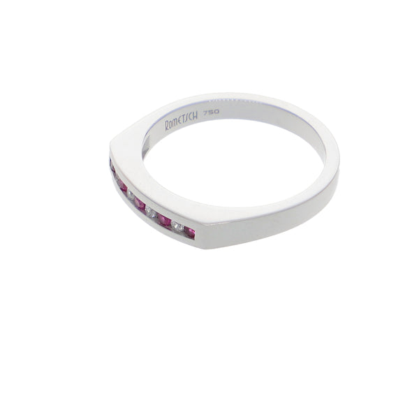 Anillo Oro Blanco y Circones Medio Cintillo AN-13689