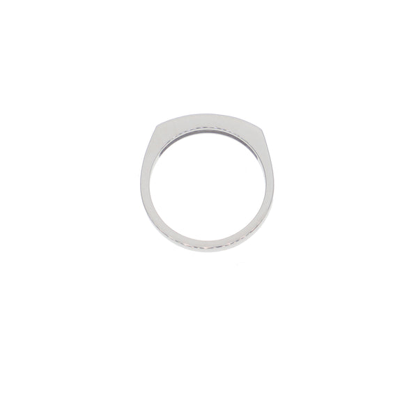 Anillo Oro Blanco y Circones Medio Cintillo AN-13689