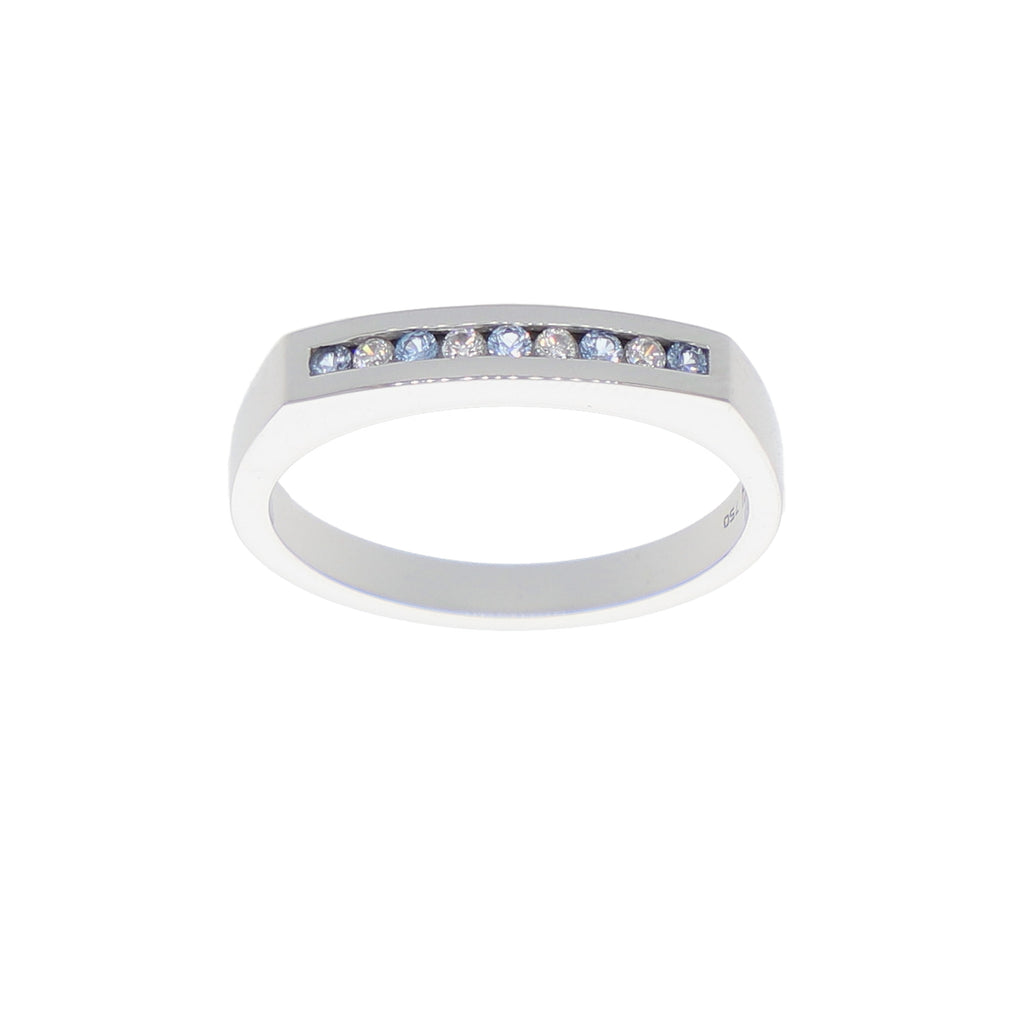 Anillo Oro Blanco y Circones Medio Cintillo AN-13690