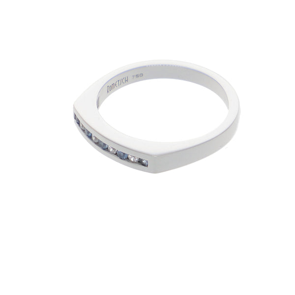 Anillo Oro Blanco y Circones Medio Cintillo AN-13690