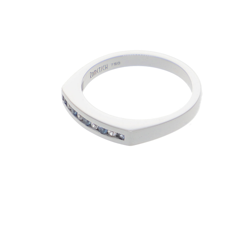 Anillo Oro Blanco y Circones Medio Cintillo AN-13690