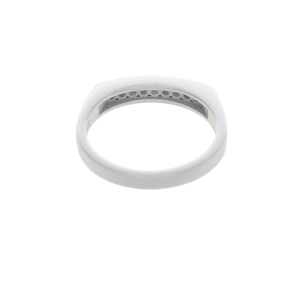Anillo Oro Blanco y Circones Medio Cintillo AN-13690