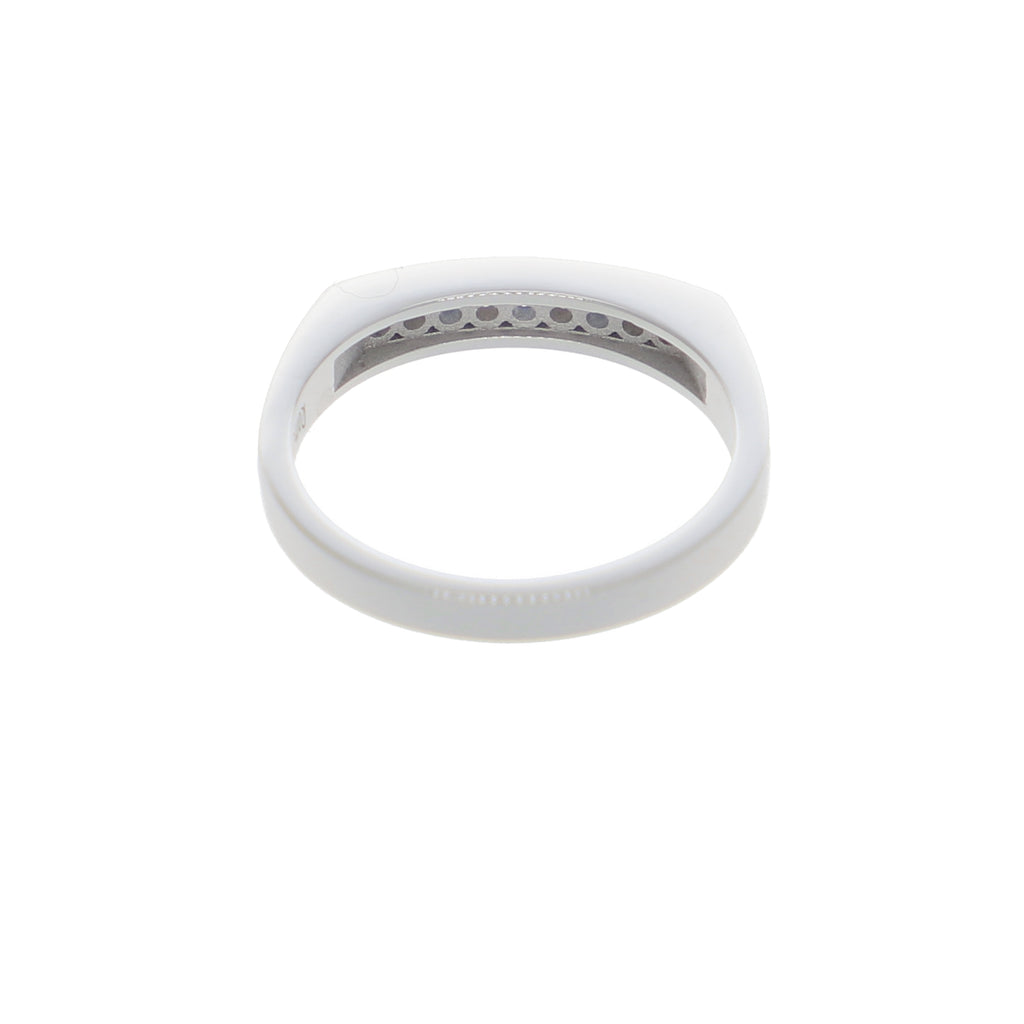 Anillo Oro Blanco y Circones Medio Cintillo AN-13690