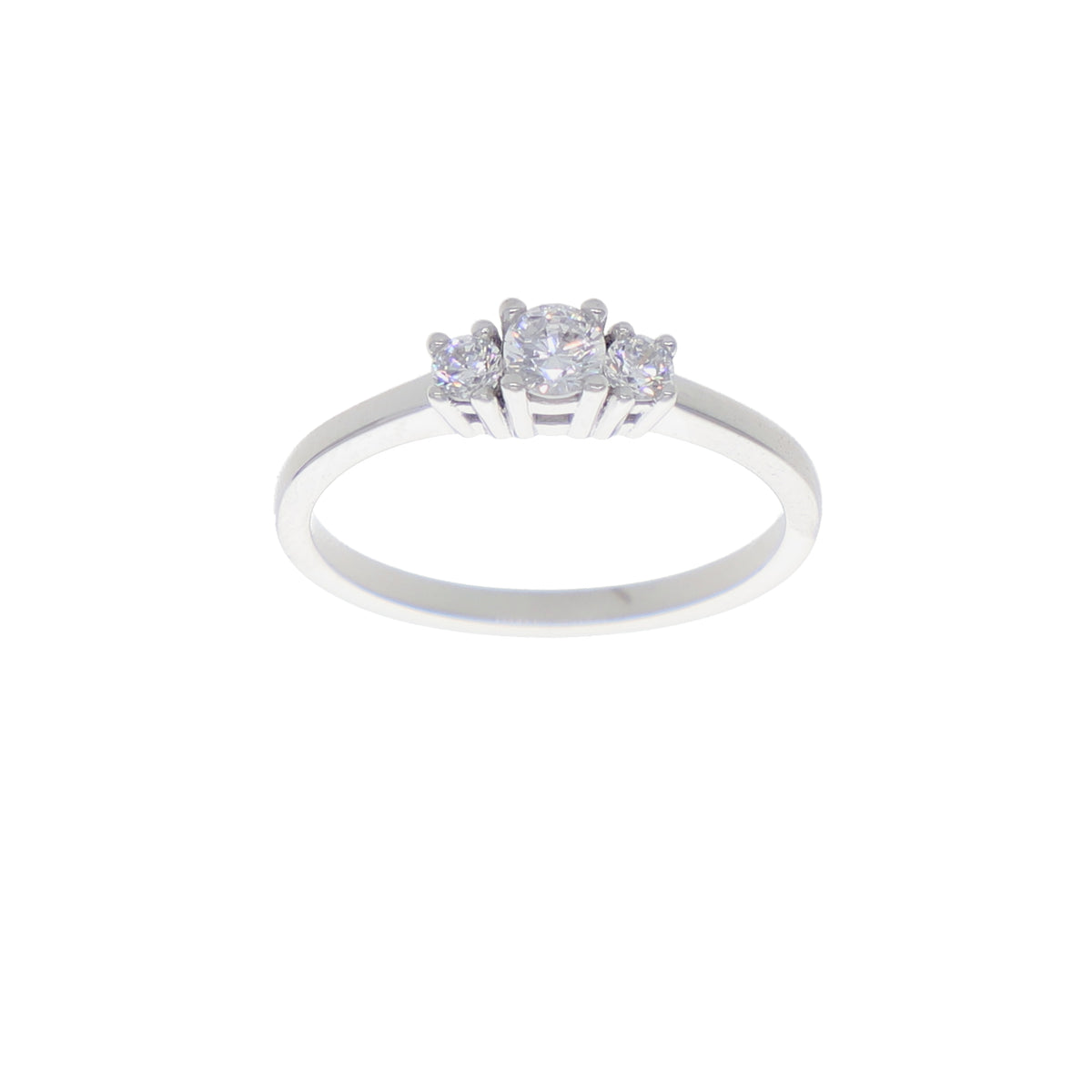 Anillo Oro Blanco y Circones Tricillo AN-14410