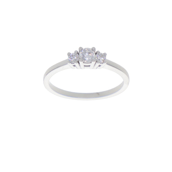 Anillo Oro Blanco y Circones Tricillo AN-14410