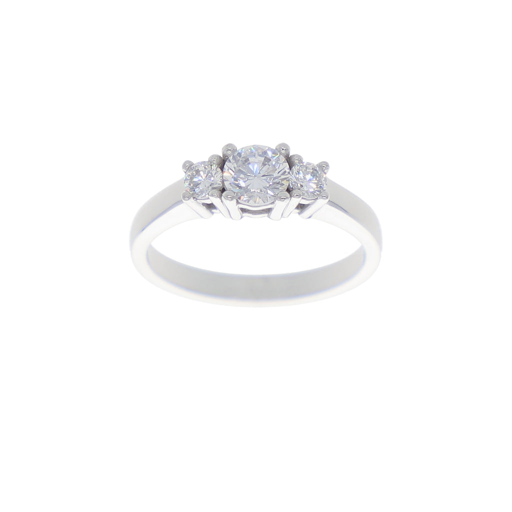 Anillo Oro Blanco y Circones Tricillo AN-14411