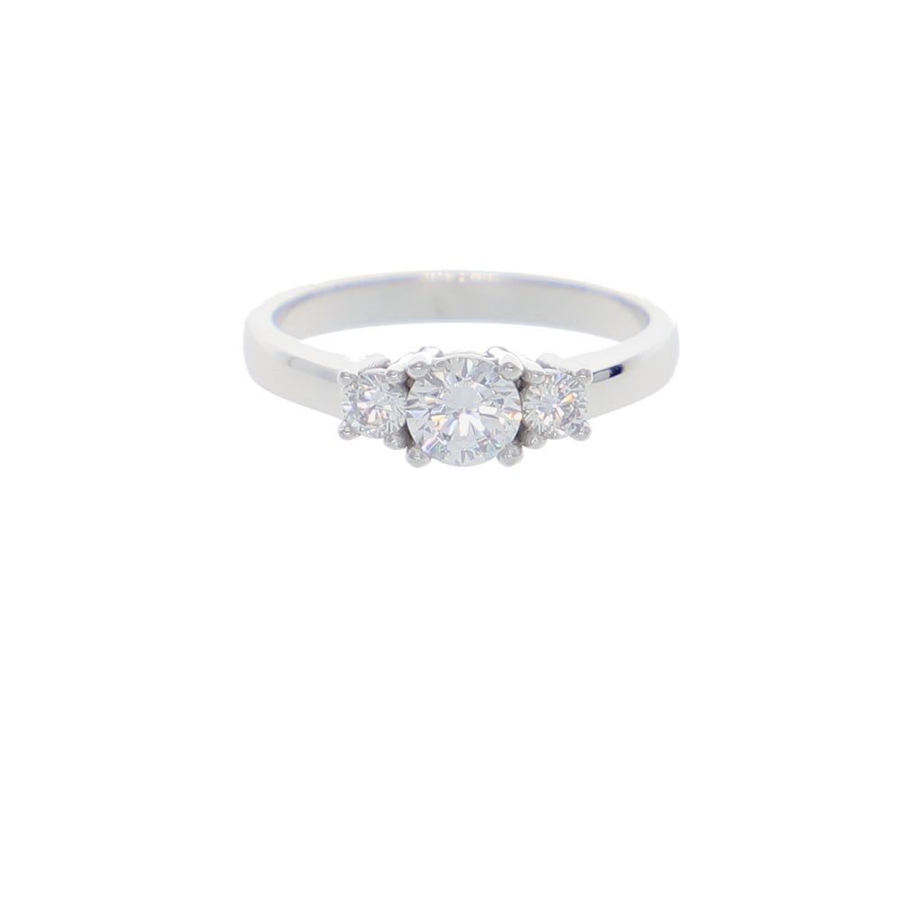 Anillo Oro Blanco y Circones Tricillo AN-14411