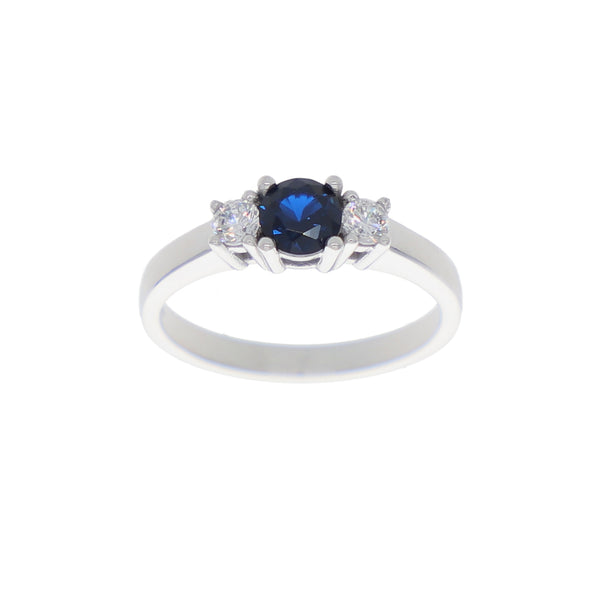 Anillo Oro Blanco y Circones Tricillo AN-13693
