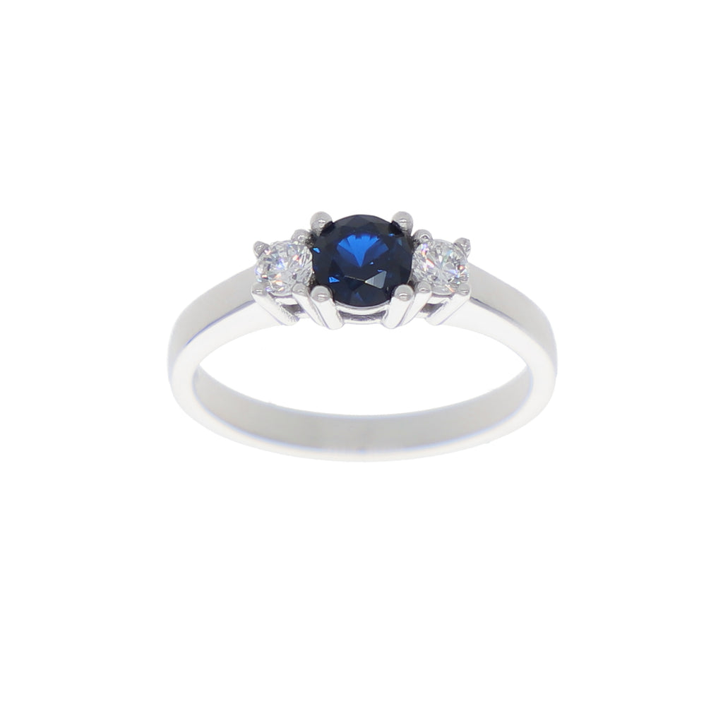 Anillo Oro Blanco y Circones Tricillo AN-13693