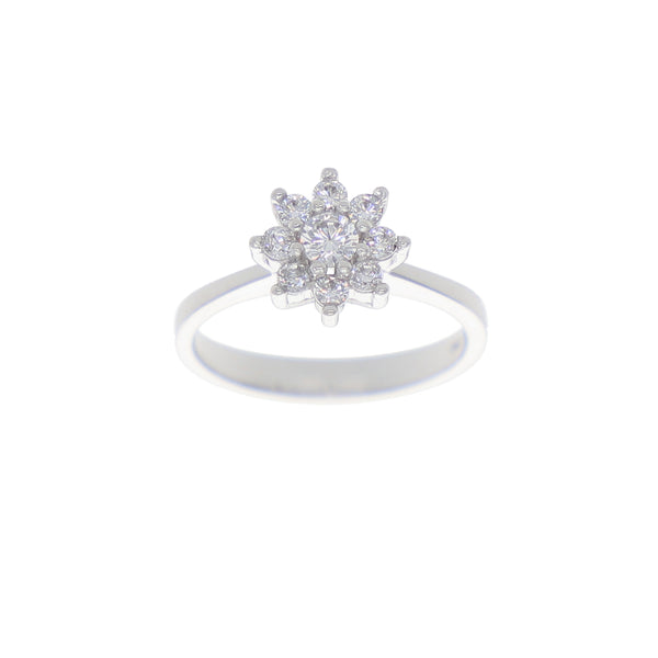 Anillo Oro Blanco y Circones Rosetta AN-13694