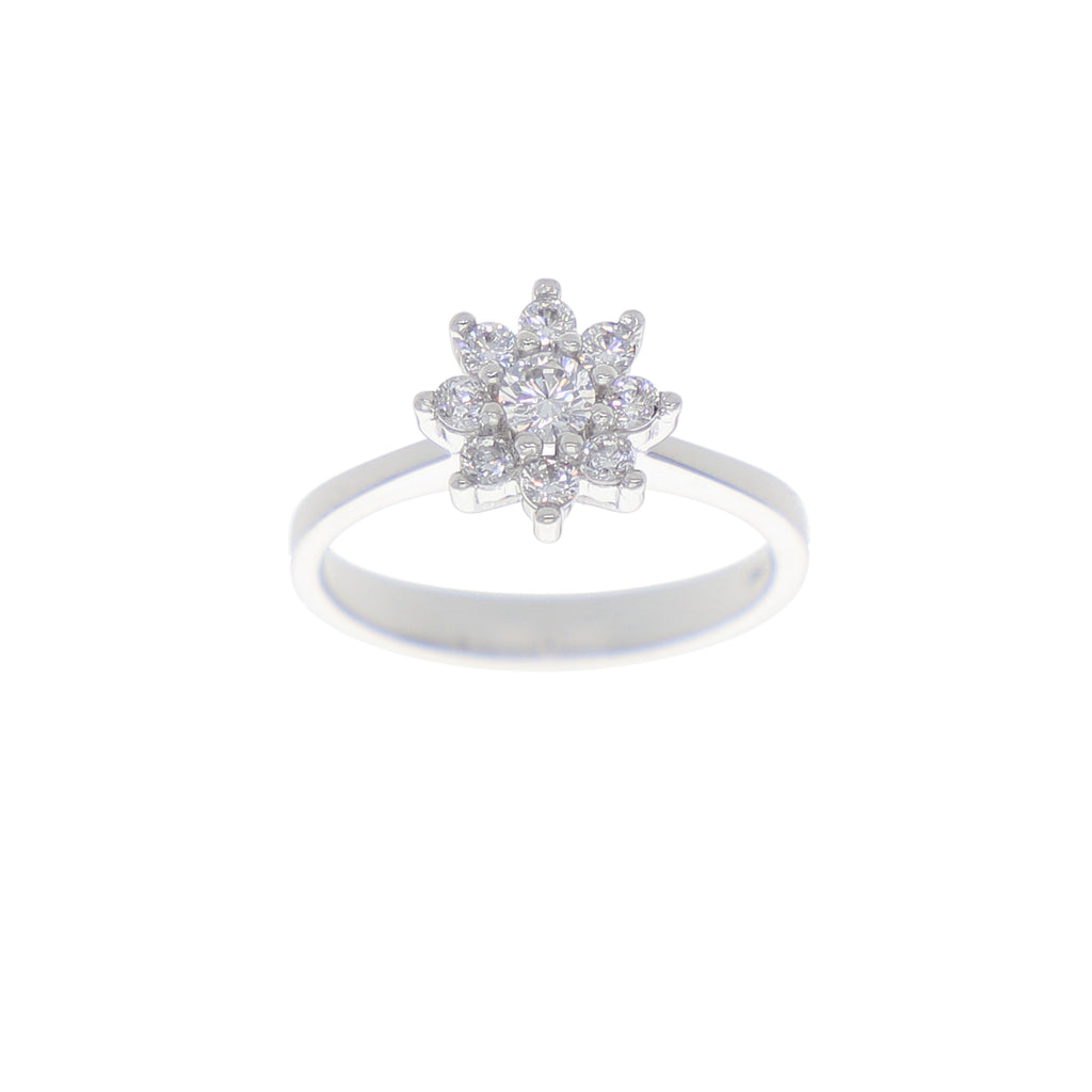 Anillo Oro Blanco y Circones Rosetta AN-13694