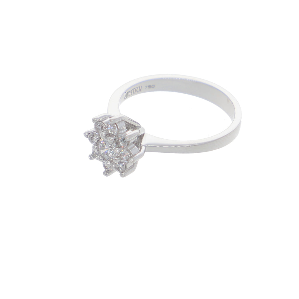 Anillo Oro Blanco y Circones Rosetta AN-13694