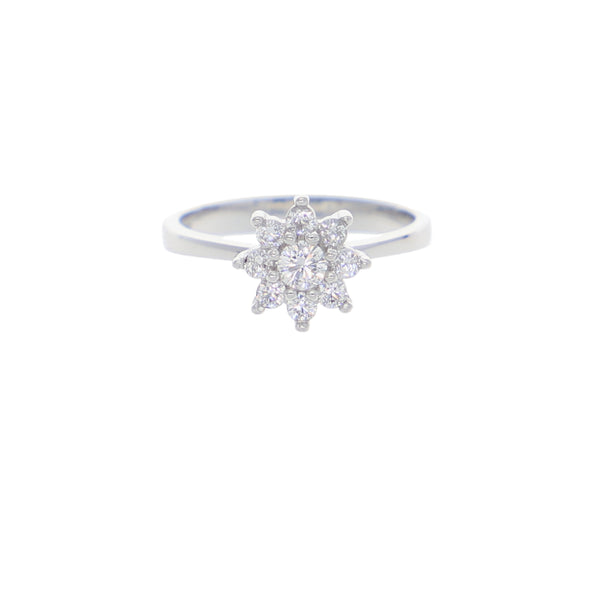 Anillo Oro Blanco y Circones Rosetta AN-13694
