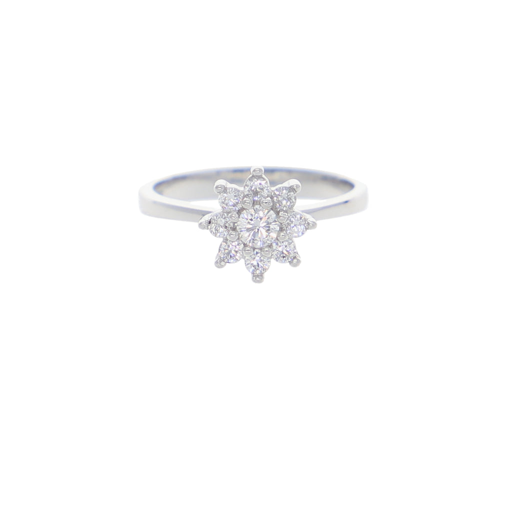 Anillo Oro Blanco y Circones Rosetta AN-13694