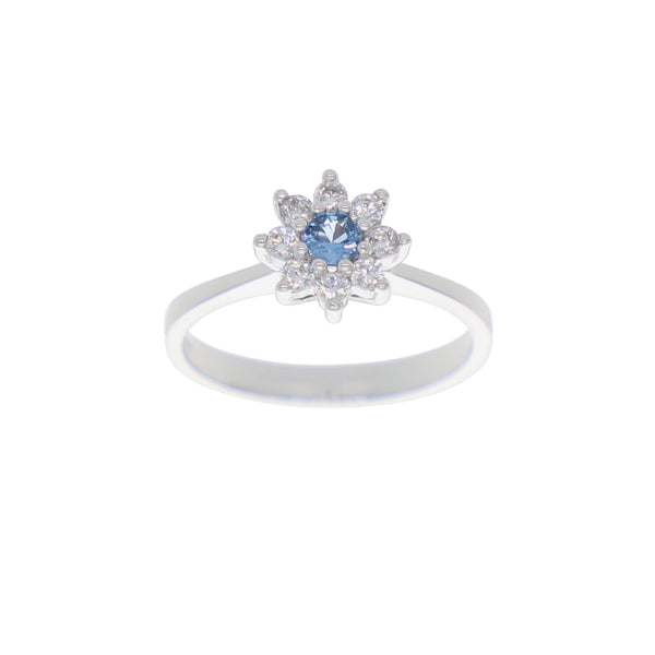 Anillo Oro Blanco y Circones Rosetta AN-13695