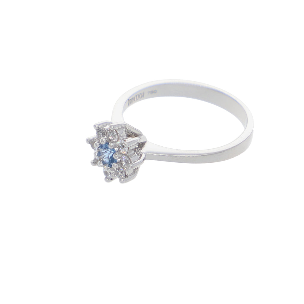 Anillo Oro Blanco y Circones Rosetta AN-13695