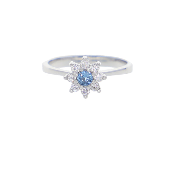 Anillo Oro Blanco y Circones Rosetta AN-13695