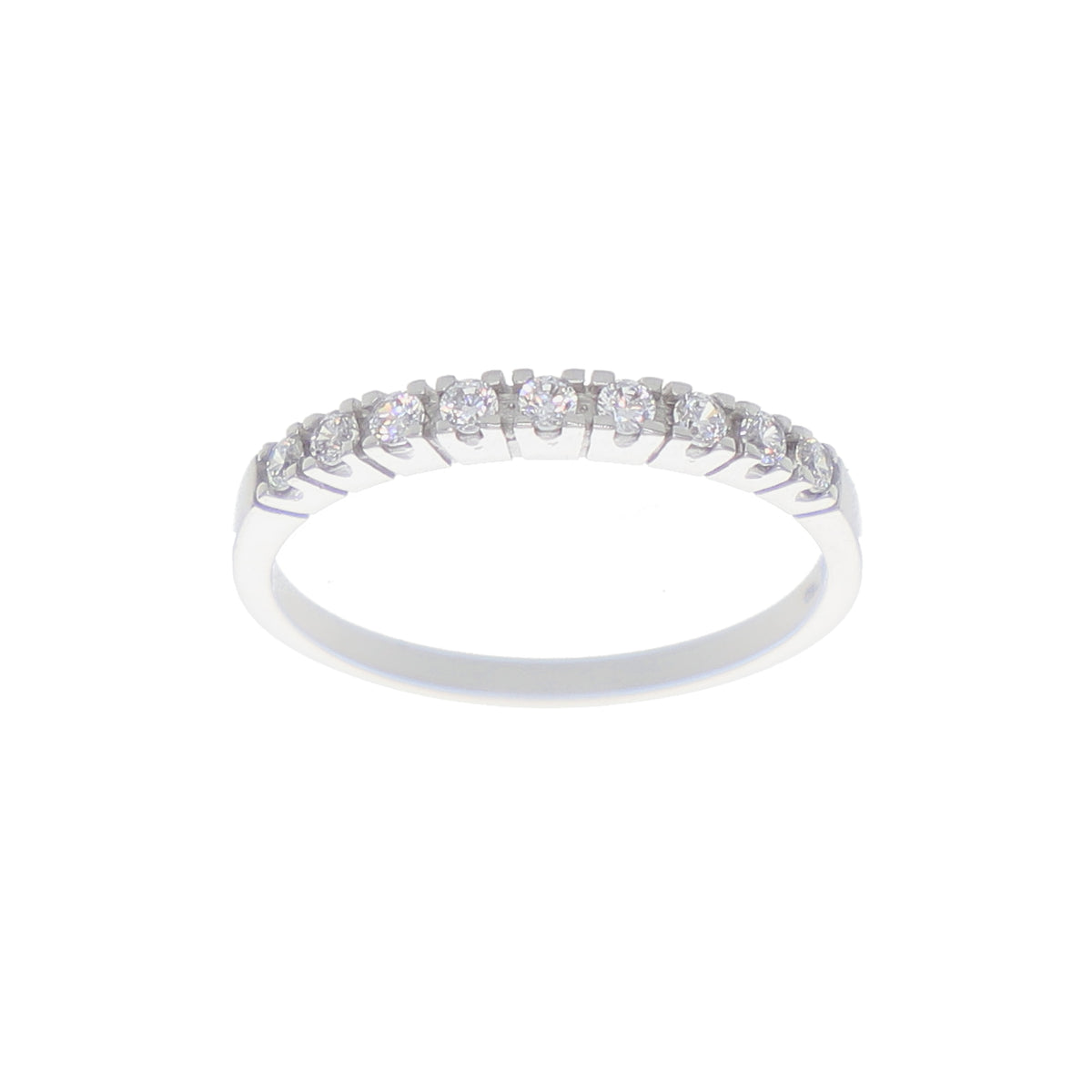Anillo Oro Blanco y Circones Medio Cintillo AN-14412