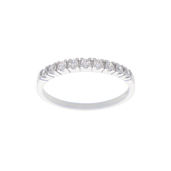 Anillo Oro Blanco y Circones Medio Cintillo AN-14412