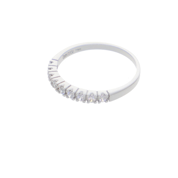 Anillo Oro Blanco y Circones Medio Cintillo AN-14412