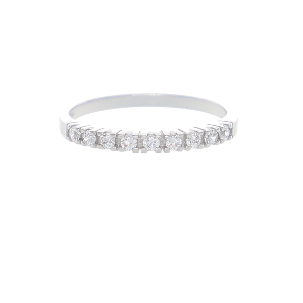 Anillo Oro Blanco y Circones Medio Cintillo AN-14412