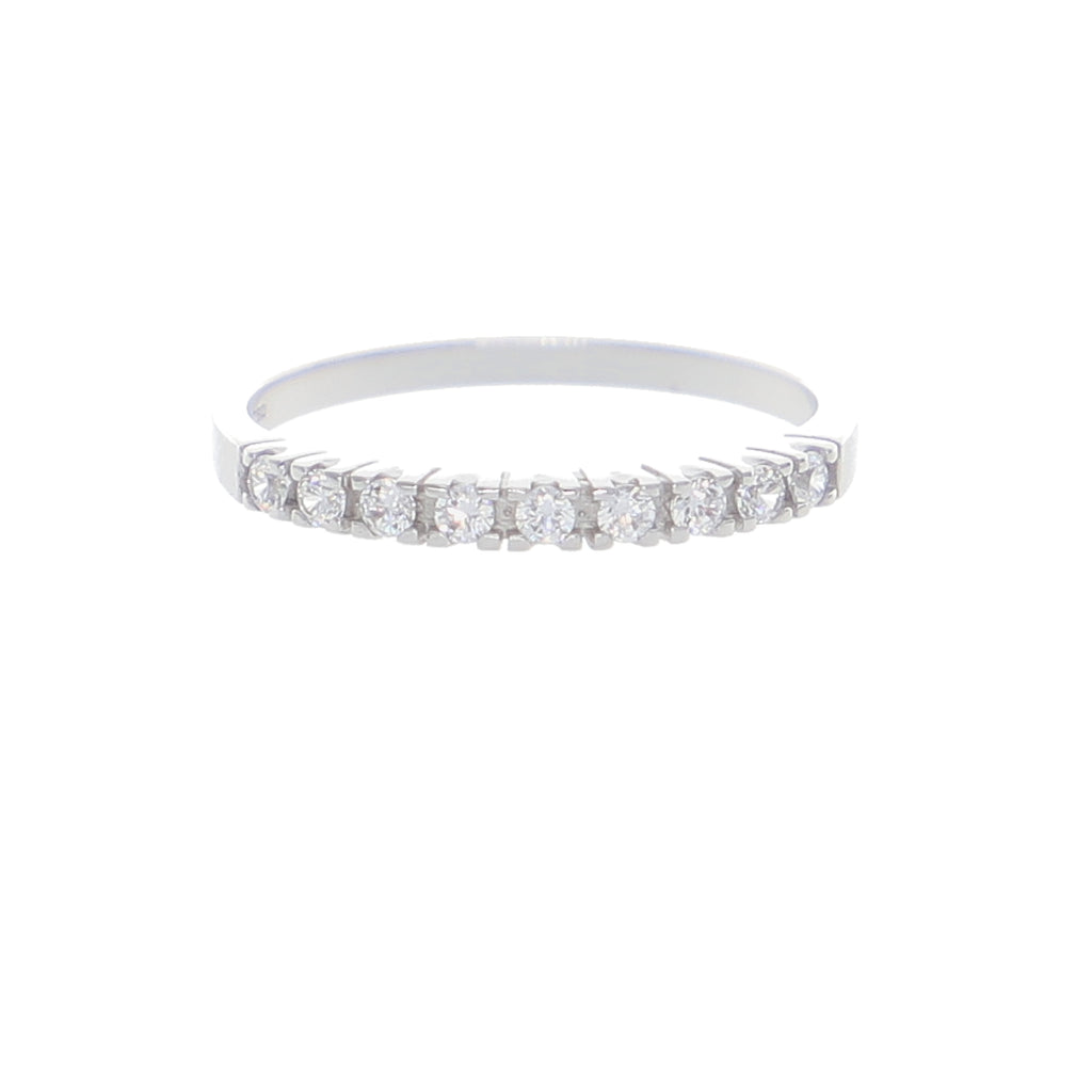 Anillo Oro Blanco y Circones Medio Cintillo AN-14412