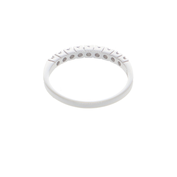 Anillo Oro Blanco y Circones Medio Cintillo AN-14412