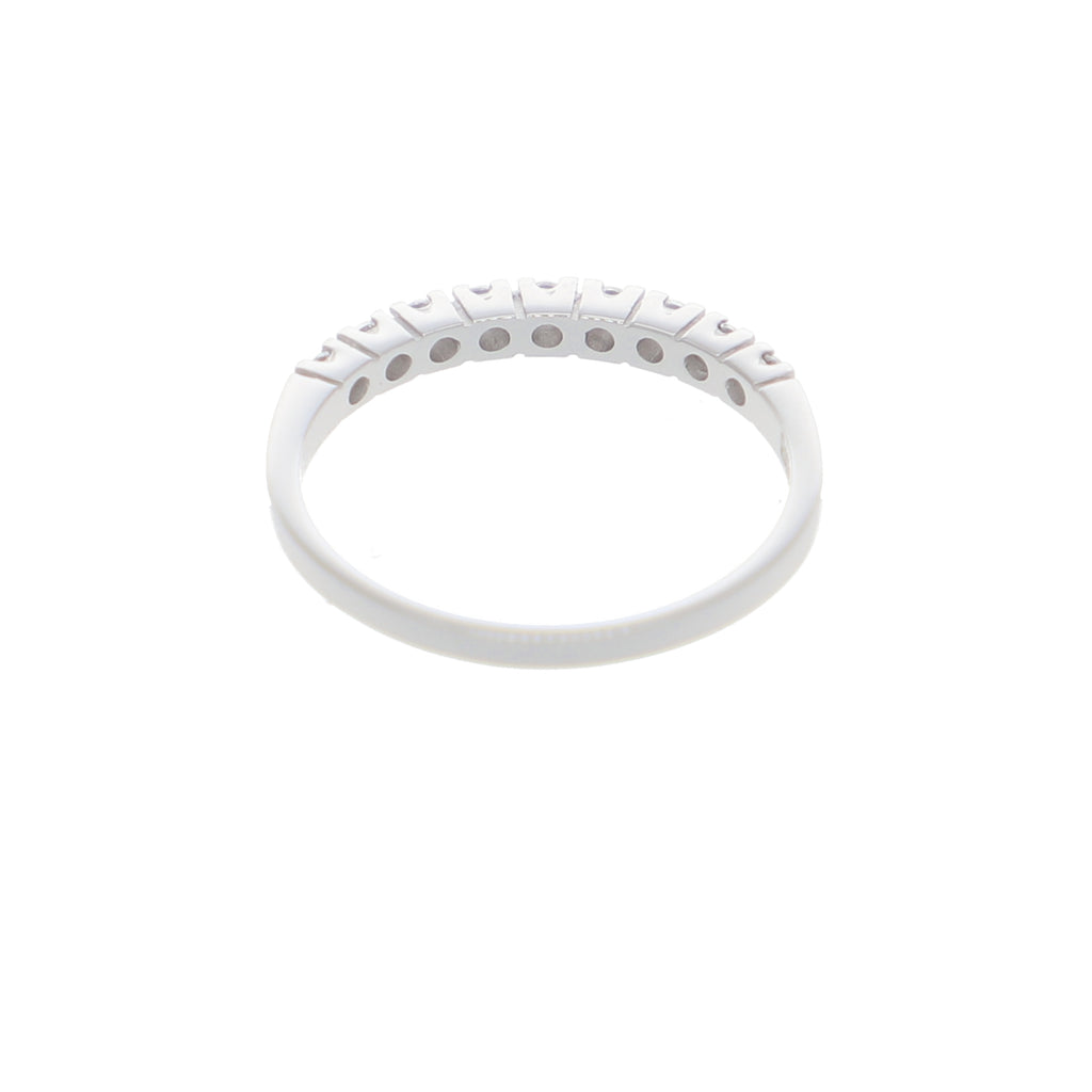 Anillo Oro Blanco y Circones Medio Cintillo AN-14412