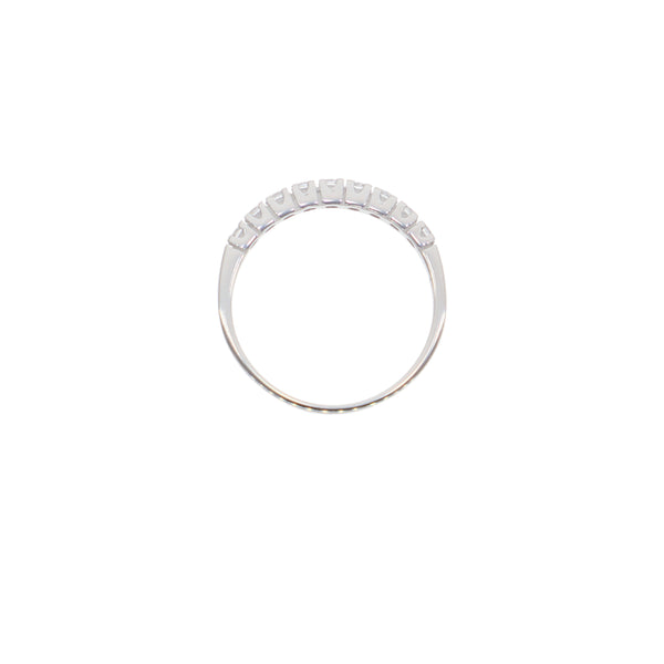 Anillo Oro Blanco y Circones Medio Cintillo AN-14412