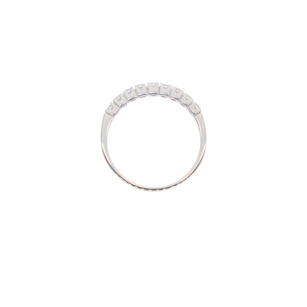 Anillo Oro Blanco y Circones Medio Cintillo AN-14412