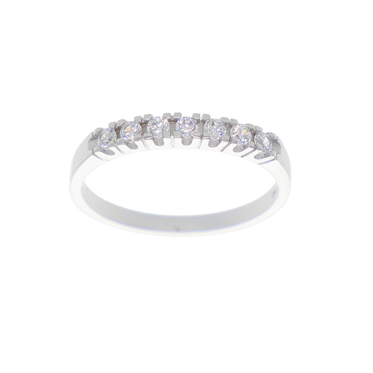Anillo Oro Blanco y Circones Medio Cintillo AN-14413
