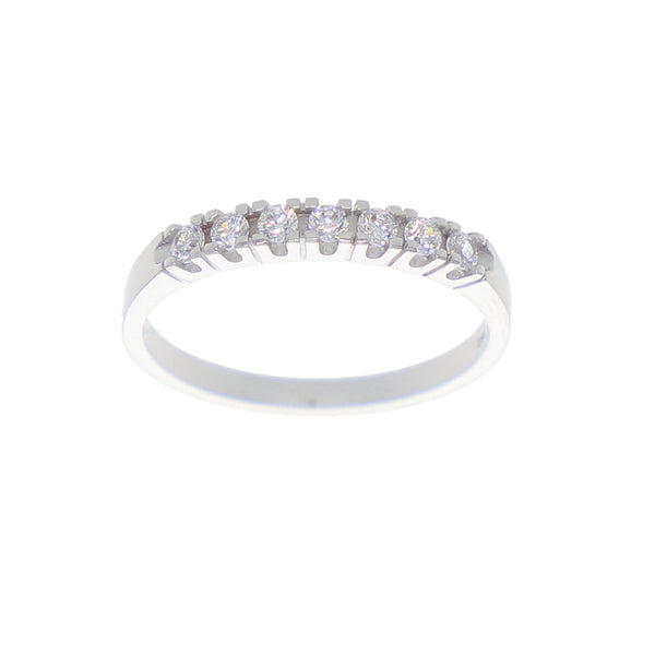 Anillo Oro Blanco y Circones Medio Cintillo AN-14413
