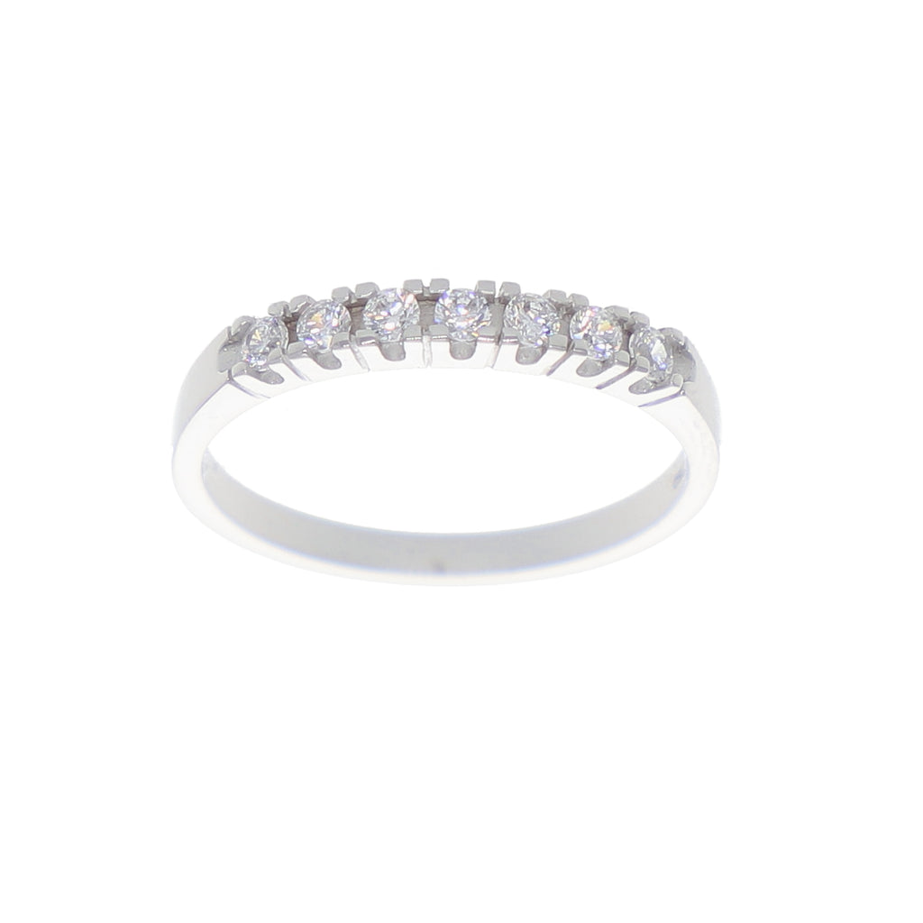 Anillo Oro Blanco y Circones Medio Cintillo AN-13697
