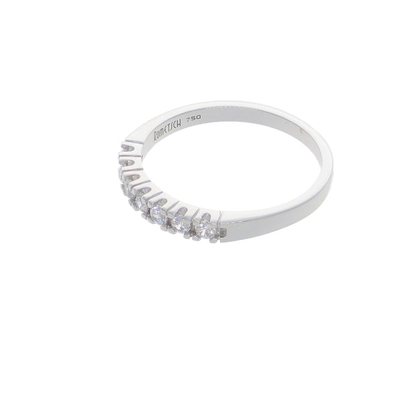 Anillo Oro Blanco y Circones Medio Cintillo AN-14413