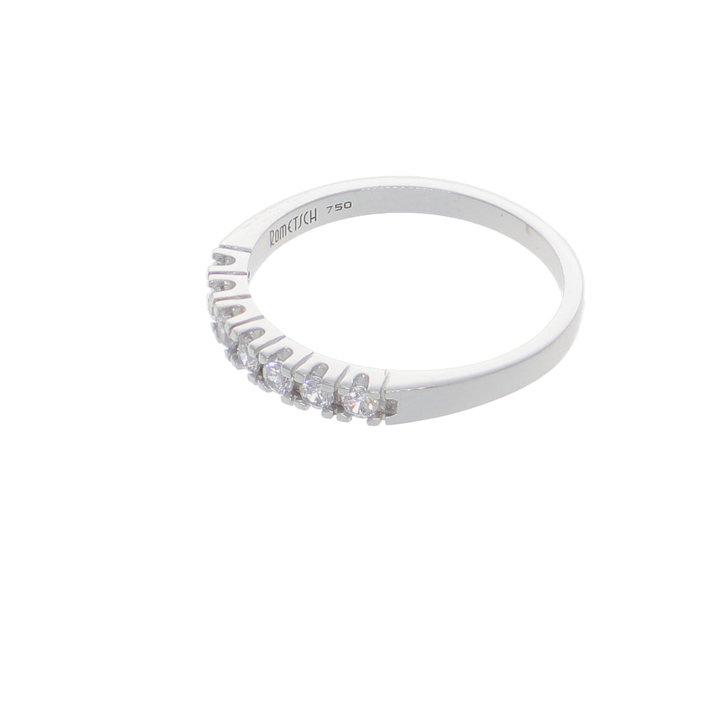 Anillo Oro Blanco y Circones Medio Cintillo AN-13697