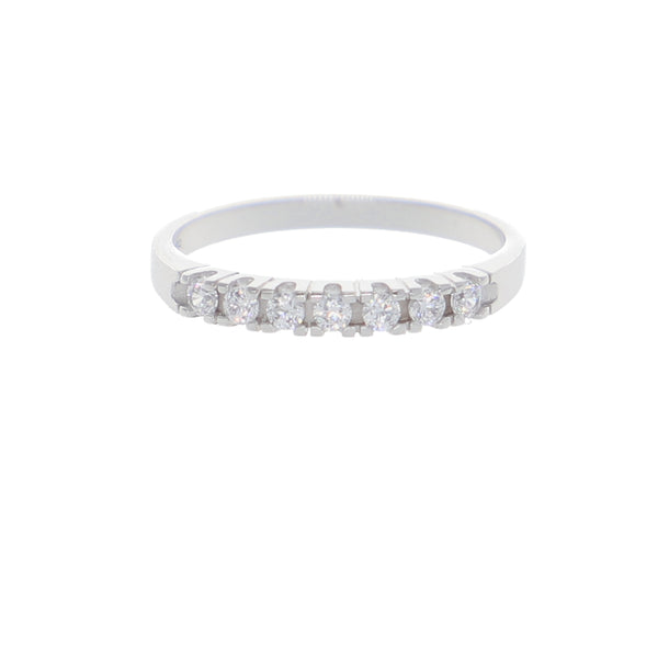 Anillo Oro Blanco y Circones Medio Cintillo AN-14413