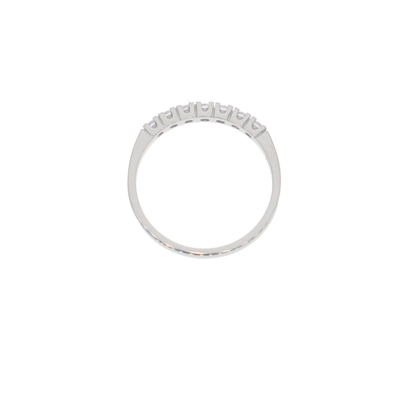 Anillo Oro Blanco y Circones Medio Cintillo AN-14413
