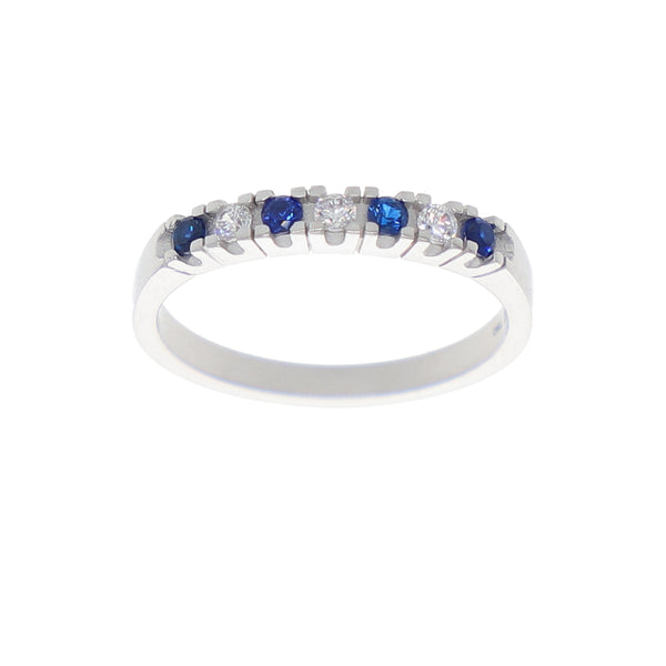 Anillo Oro Blanco y Circones Medio Cintillo AN-13698