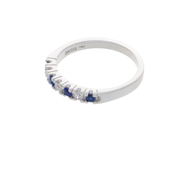 Anillo Oro Blanco y Circones Medio Cintillo AN-13698
