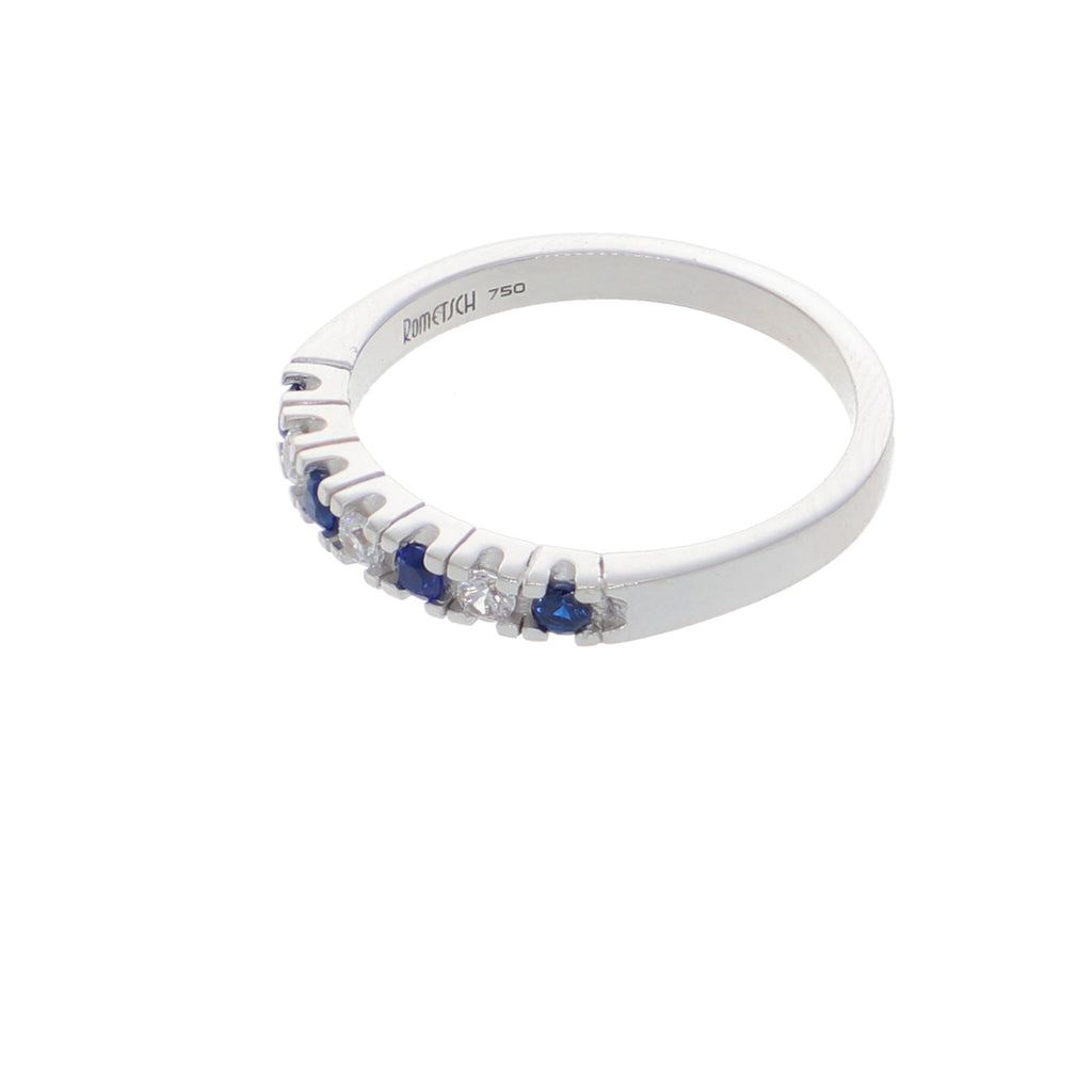 Anillo Oro Blanco y Circones Medio Cintillo AN-13698