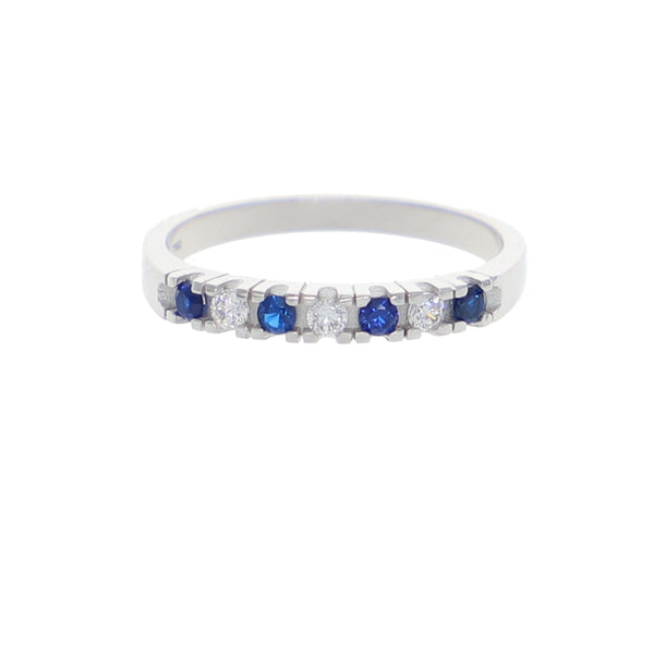 Anillo Oro Blanco y Circones Medio Cintillo AN-13698