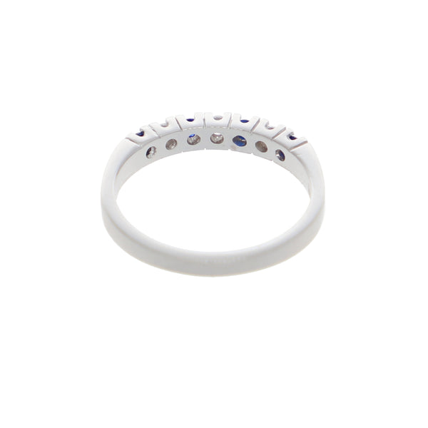 Anillo Oro Blanco y Circones Medio Cintillo AN-13698