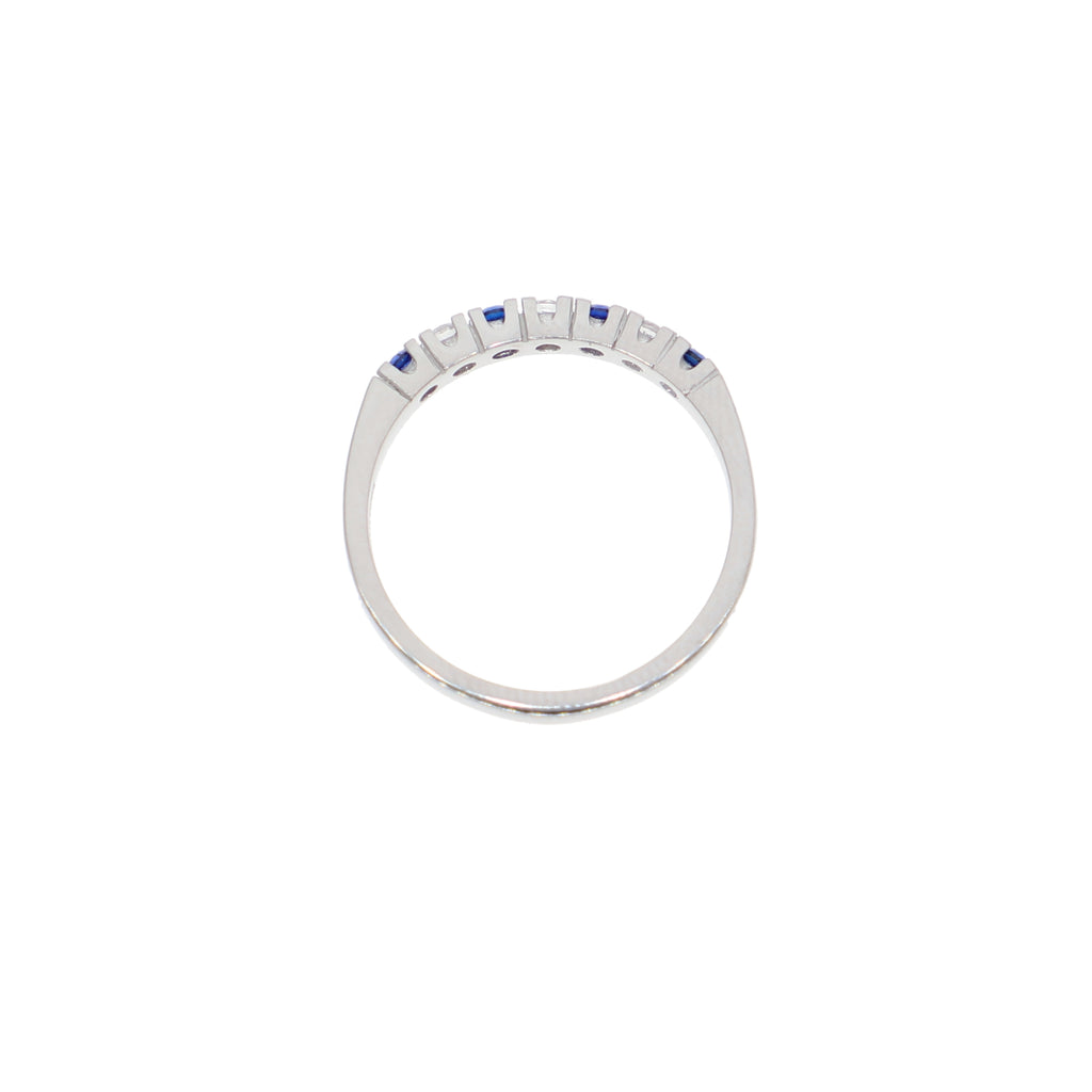 Anillo Oro Blanco y Circones Medio Cintillo AN-13698