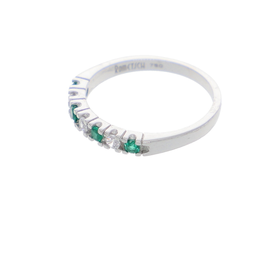 Anillo Oro Blanco y Circones Medio Cintillo AN-13699