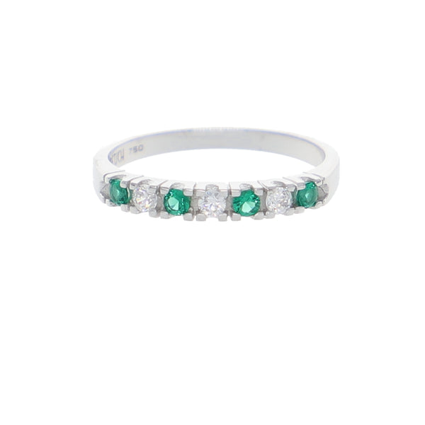 Anillo Oro Blanco y Circones Medio Cintillo AN-13699