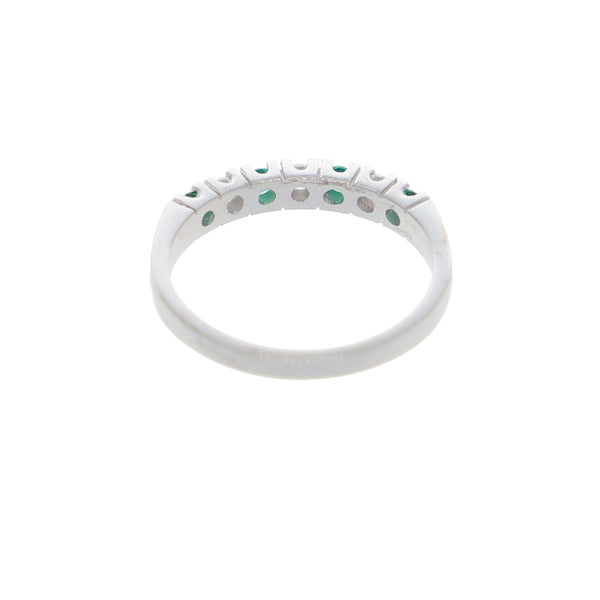 Anillo Oro Blanco y Circones Medio Cintillo AN-13699