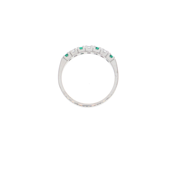Anillo Oro Blanco y Circones Medio Cintillo AN-13699